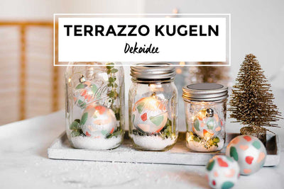 Terrazzo Weihnachtskugeln als Dekoidee