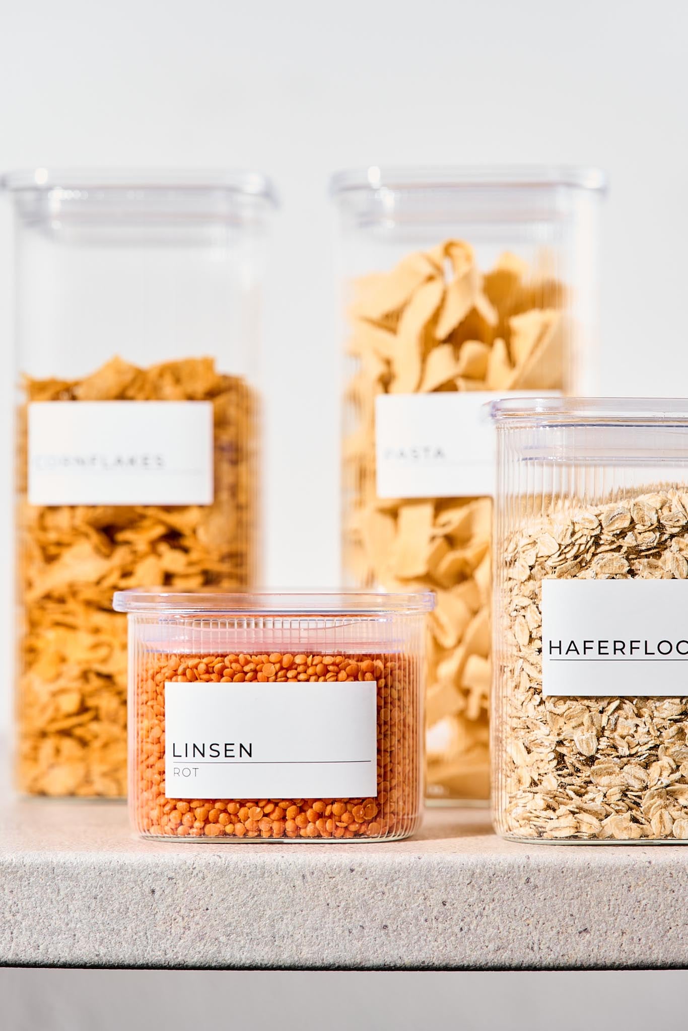 Lieblingsglas Ripple Vorratsgläser Eckig mit Etiketten Clean