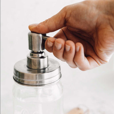 Seifenspender mit Glas | Set | silber