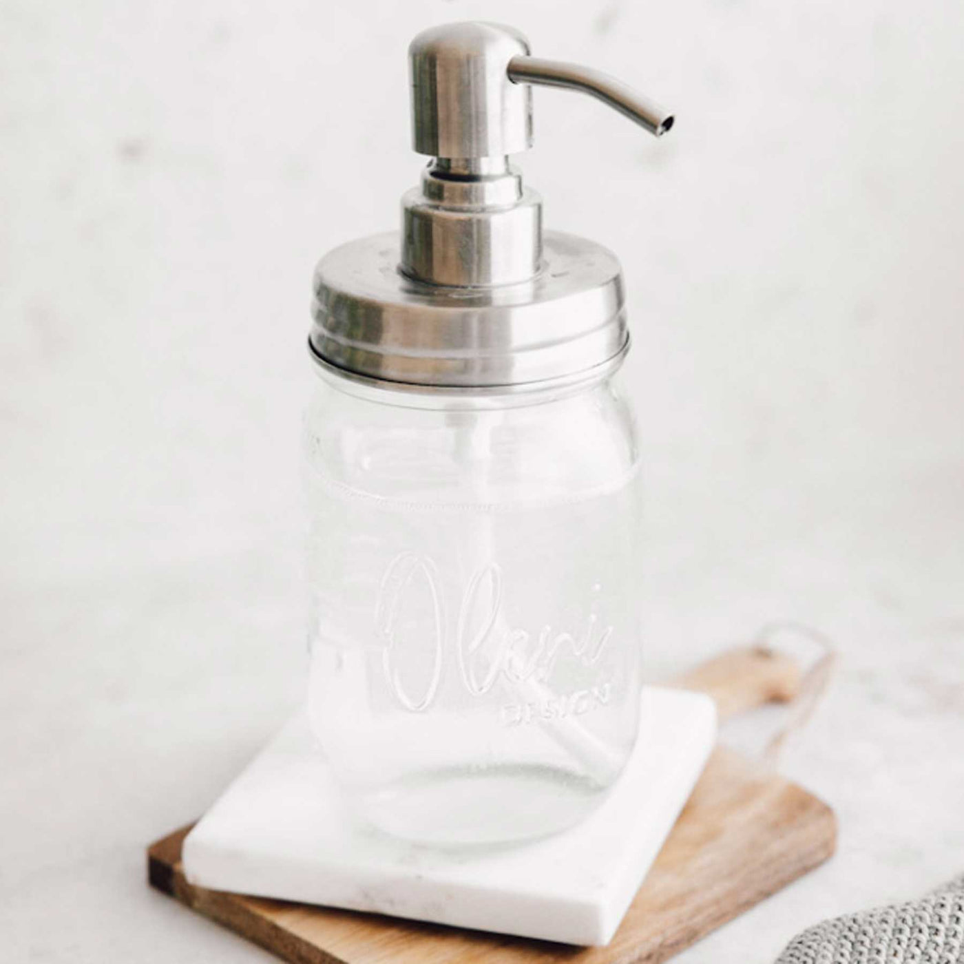 Seifenspender mit Glas | Set | silber