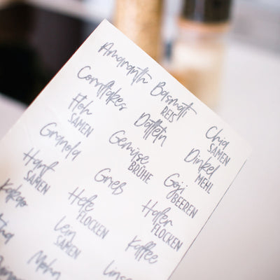 Labels für Vorräte | handwritten